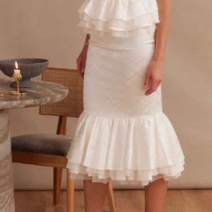 V. Chapman Medici Skirt in White Floral Brocade size 4